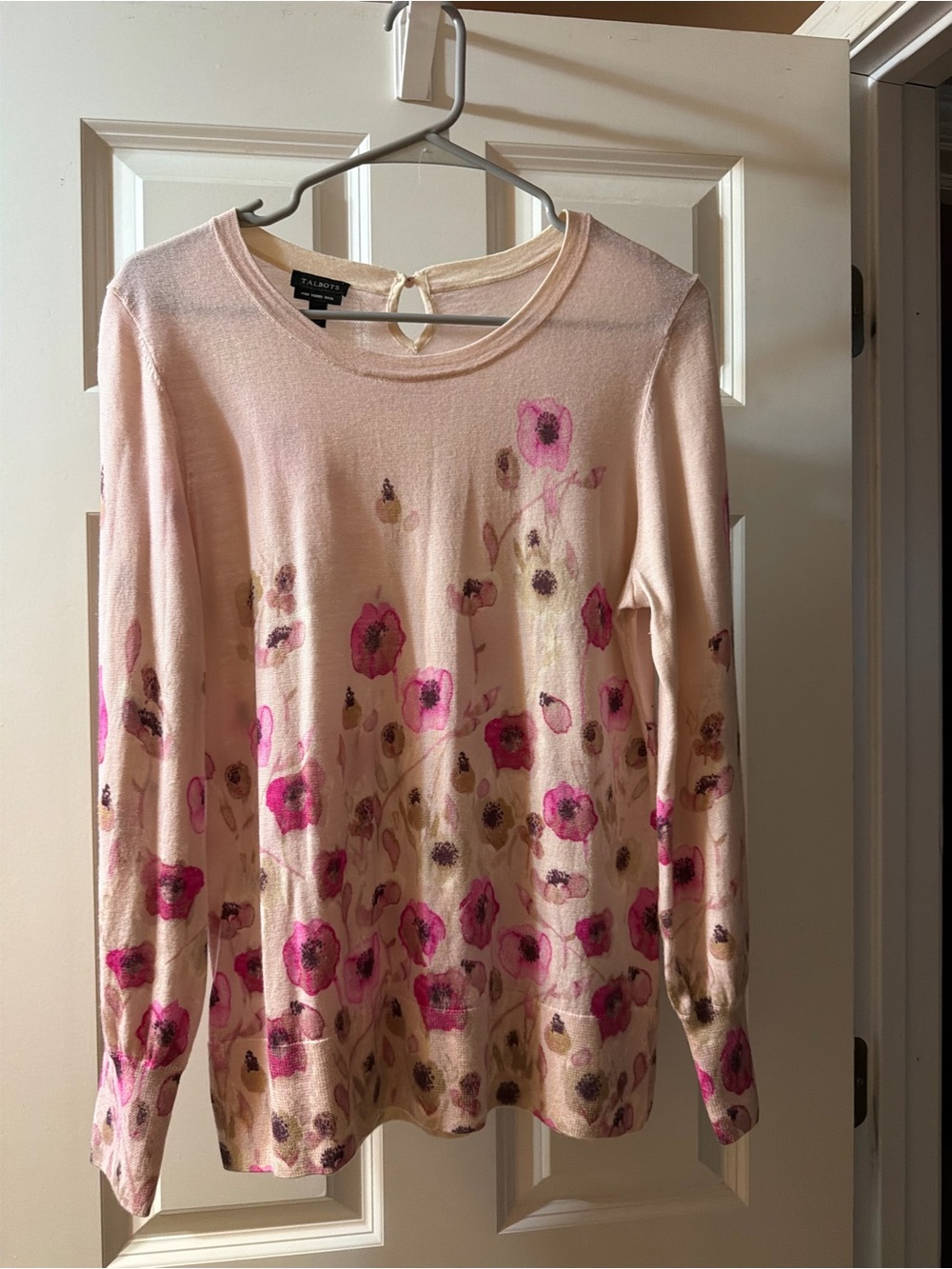 Talbots Light Pink Floral Crewneck Sweater